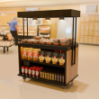 Mesa quente de supermercados com marmitas expostas
