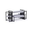Conjunto mesa expositora industrial para loja de roupas