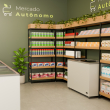 Gôndola para exposição de produtos em mercado autônomo